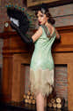 Robe à Paillettes Années 20 - Style Flapper Gatsby - Pour Soirée, Halloween, Carnaval - Manches Courtes Avec Franges - 2