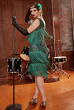 Plus Size Champagne Gatsbys 1920s Flapper Robe avec paillettes et franges