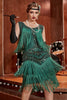 Charger l&#39;image dans la galerie, Robe vert foncé Gatsby des années 20 avec paillettes et franges