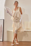 Plus Size Champagne Gatsbys 1920s Flapper Robe avec paillettes et franges