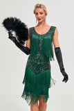 Black Gatsby des années 20 robe clapet avec paillettes et franges