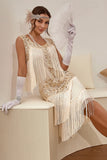 Plus Size Champagne Gatsbys 1920s Flapper Robe avec paillettes et franges