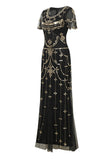 Robe longue à paillettes noir fard à joues des années 20