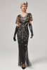 Charger l&#39;image dans la galerie, Paillettes Noire Longue Robe des années 20
