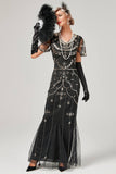 Robe Flapper Longue Paillettes Ivoire Années 20