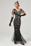 Paillettes Noire Longue Robe des années 20