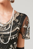 Paillettes Noire Longue Robe des années 20
