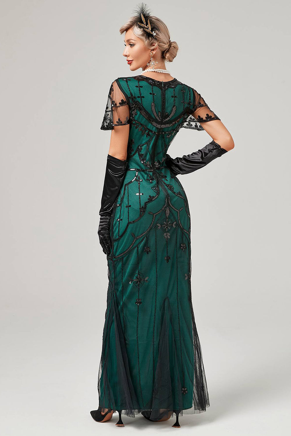 Robe Flapper Longue Paillettes Ivoire Années 20