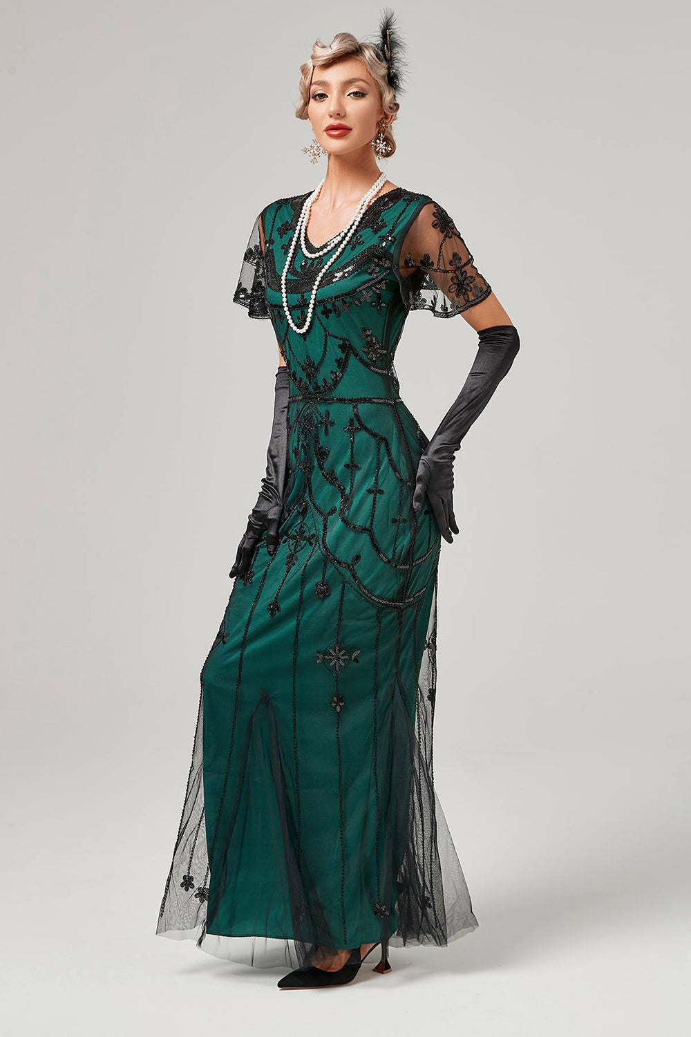 Robe Flapper Longue Paillettes Ivoire Années 20
