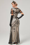 Robe Flapper Longue Paillettes Ivoire Années 20