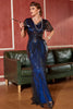 Charger l&#39;image dans la galerie, Robe longue à paillettes bleu royal des années 20