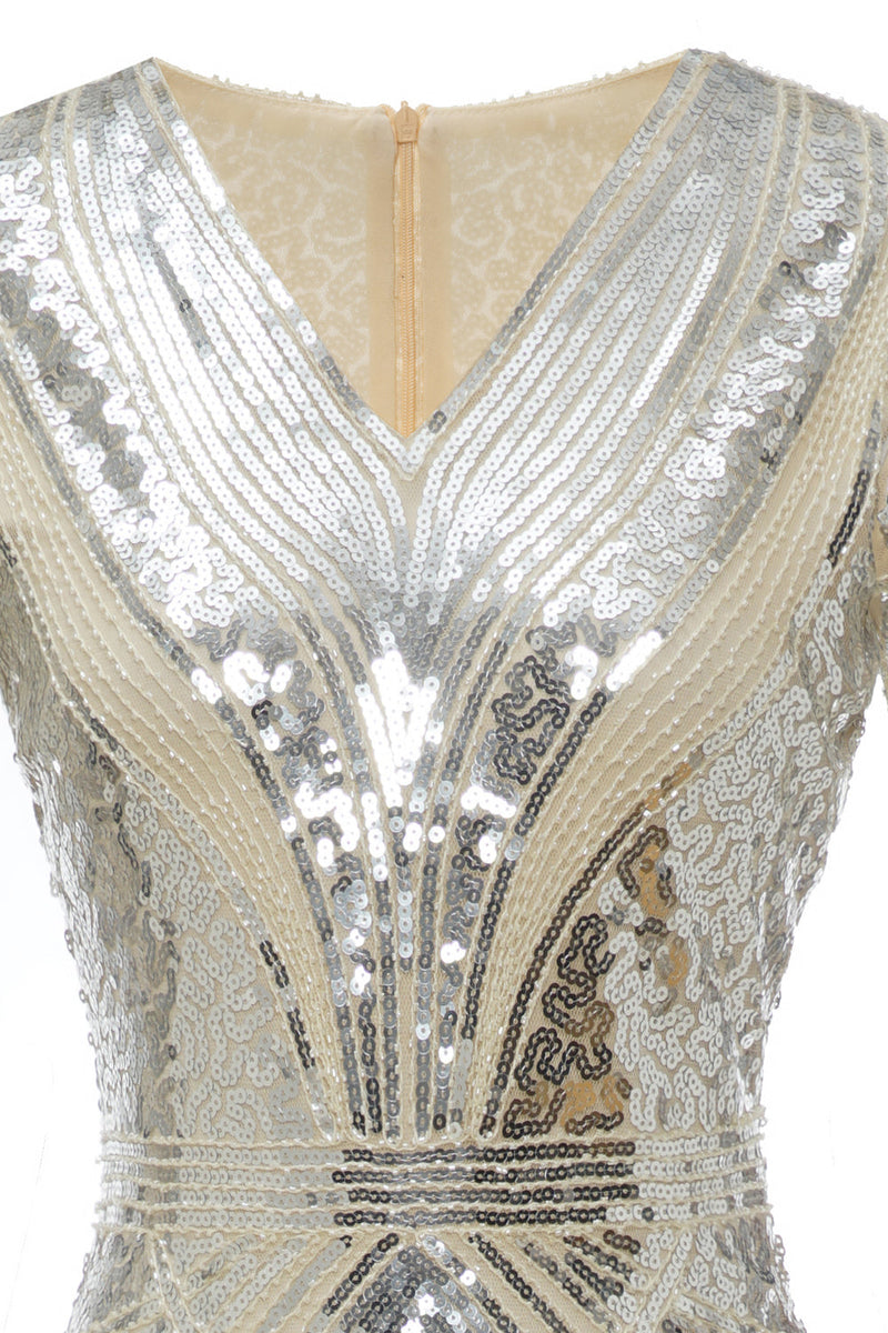 Charger l&#39;image dans la galerie, Abricot Sequins 1920s Robe de bal