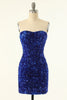 Charger l&#39;image dans la galerie, Royal Blue Sweetheart Sequins Robe de retour serrée
