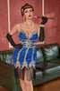Charger l&#39;image dans la galerie, Lake Blue Sequin Short Gatsby Robe des années 20 avec franges