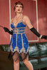 Charger l&#39;image dans la galerie, Royal Blue Sequin Short Gatsbys Robe des années 20 avec franges