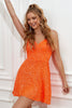 Charger l&#39;image dans la galerie, Orange Lace-Up Sequins Robe de retour