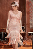 Charger l&#39;image dans la galerie, Blush Sequins 1920s Flapper Gatsby Robe avec franges