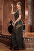 Charger l&#39;image dans la galerie, Robe Gatsby longue à paillettes noire et or des années 1920 avec paillettes