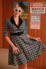 Charger l&#39;image dans la galerie, Robe Vintage Green Plaid des années 50 avec ceinture