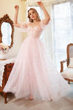 Une ligne de l’épaule Blush Plus Size Robe de bal avec broderie
