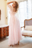 Une ligne de l’épaule Blush Plus Size Robe de bal avec broderie