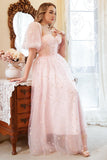Une ligne de l’épaule Blush Plus Size Robe de bal avec broderie