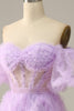 Charger l&#39;image dans la galerie, Robe de bal violette Tulle sur l’épaule
