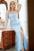 Charger l&#39;image dans la galerie, Mermaid One Shoulder Sky Blue Plus Robe de bal avec appliques