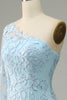 Charger l&#39;image dans la galerie, Robe de bal de sirène à une épaule bleu ciel avec appliques