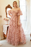 Une ligne de l’épaule fleur ivoire rouge plus robe de bal taille