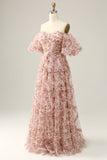 Robe de bal de fleur rouge ivoire sur l’épaule