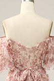Robe de bal de fleur rouge ivoire sur l’épaule