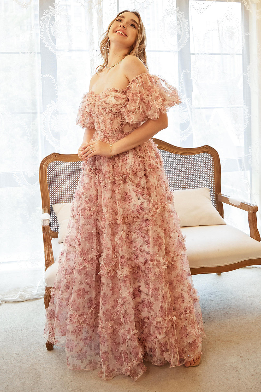 Une ligne de l’épaule fleur ivoire rouge plus robe de bal taille
