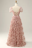 Robe de bal à col carré à col carré de fleur rouge ivoire