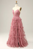 Chérie A-Line Robe de bal Dusty Rose Long
