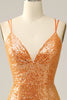 Charger l&#39;image dans la galerie, Robe de bal de sirène sans dos pailletée orange