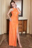 Gaine Halter Orange Paillettes Robe longue bal avec dos ouvert