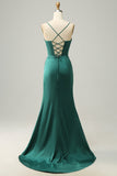 Vert foncé Spaghetti Straps Mermaid Prom Robe