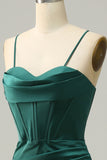 Vert foncé Spaghetti Straps Mermaid Prom Robe