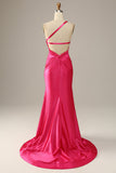 Fuchsia One Shoulder Mermaid Robe de bal