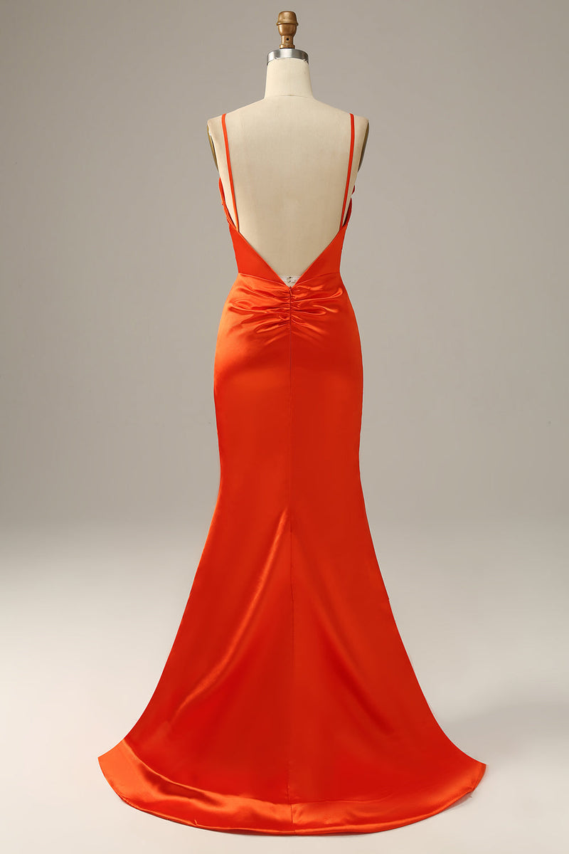Charger l&#39;image dans la galerie, Bracelets Spaghetti Orange Mermaid Robe de bal