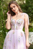 A-line Lilas Broderie Corset Robe de bal longue