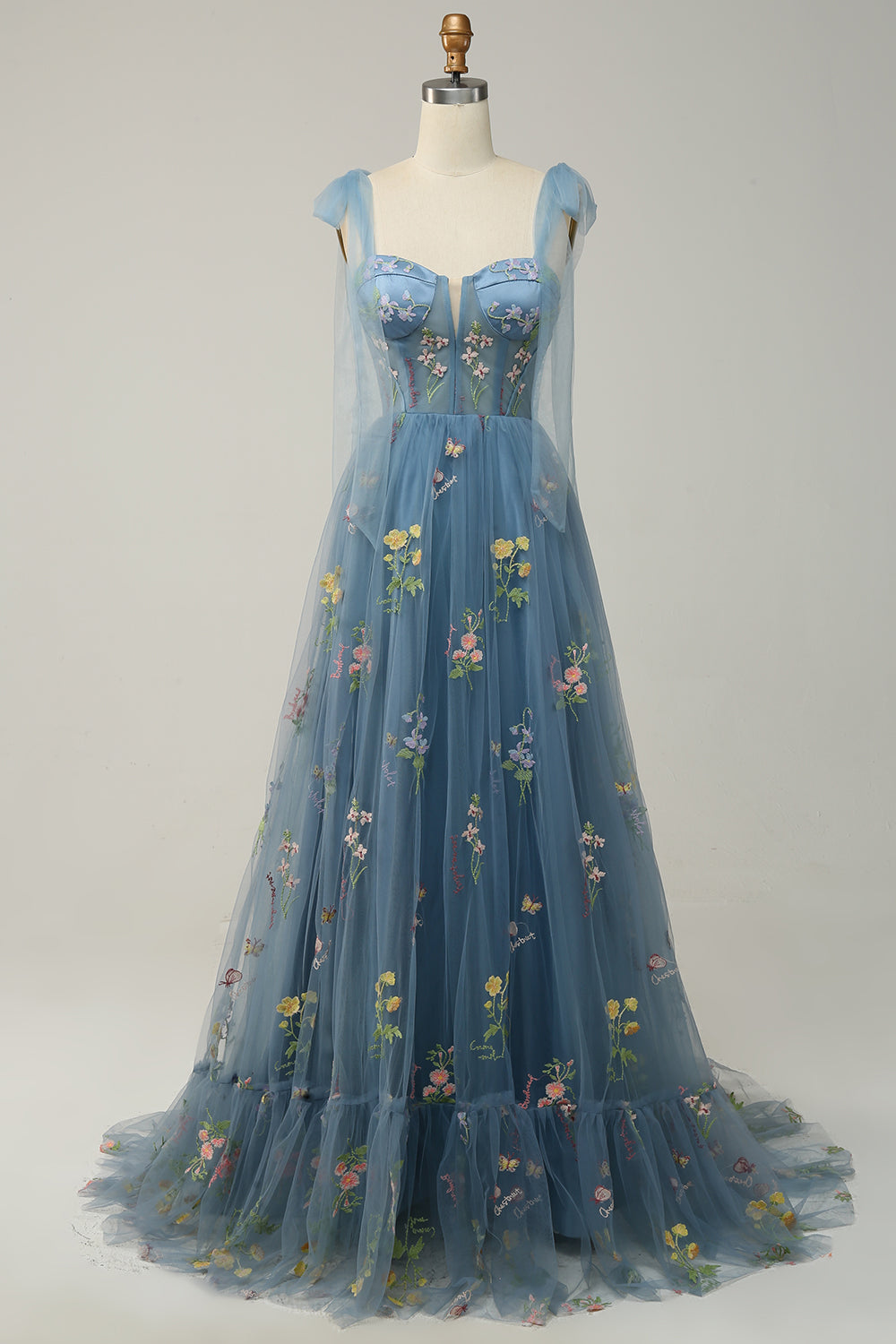 Broderie Vert Corset Robe longue de Soirée