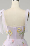 Broderie lilas Corset Robe longue de Soirée