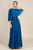 Charger l&#39;image dans la galerie, Robe de mère de mariée en mousseline turquoise avec dentelle