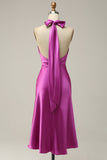 Halter Satin Fuchsia Robe de demoiselle d’honneur