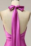 Halter Satin Fuchsia Robe de demoiselle d’honneur