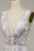 Charger l&#39;image dans la galerie, Iovry Purple Robe de bal imprimée V-Neck avec fente