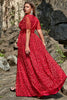 Charger l&#39;image dans la galerie, Une robe de bal Line V Col Dentelle Rouge Plus Taille avec Front Divisé
