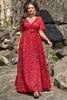 Charger l&#39;image dans la galerie, Une robe de bal Line V Col Dentelle Rouge Plus Taille avec Front Divisé